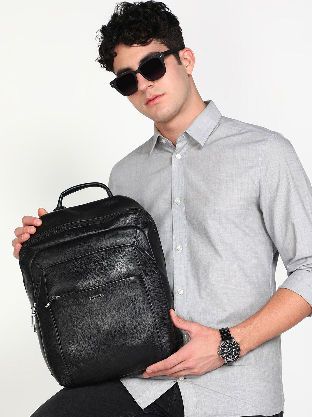 Sassora Leather Laptop Backpack