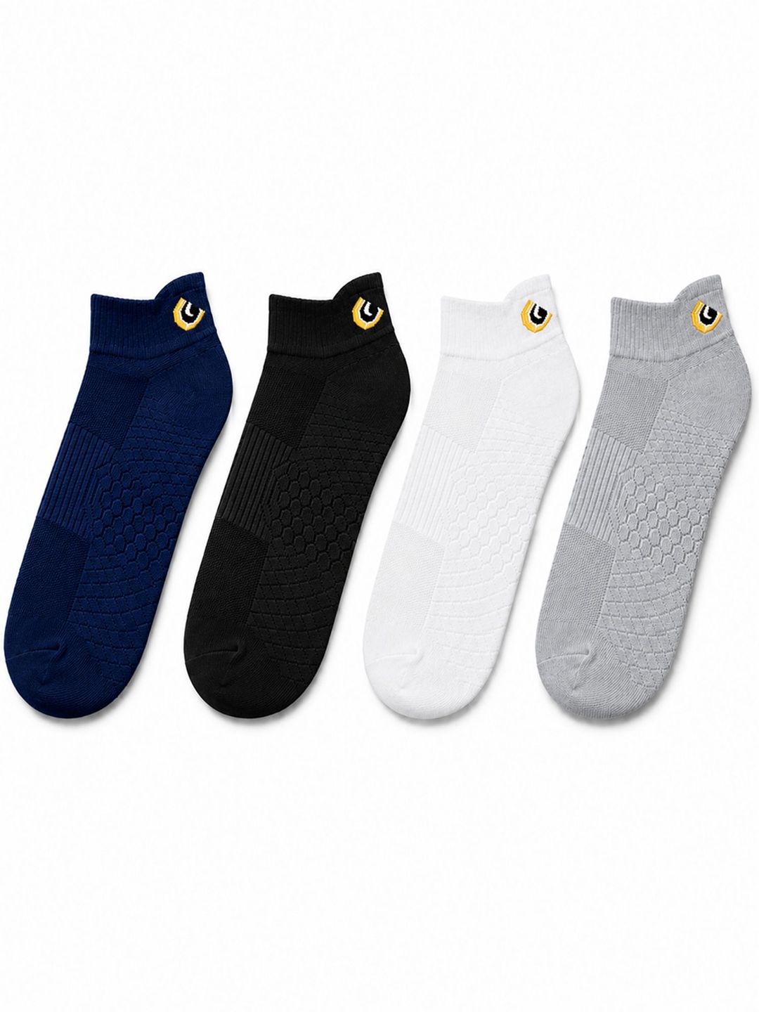 ZIBELL Unisex Pack of 4 Cotton Patterned Ankle Length Socks
