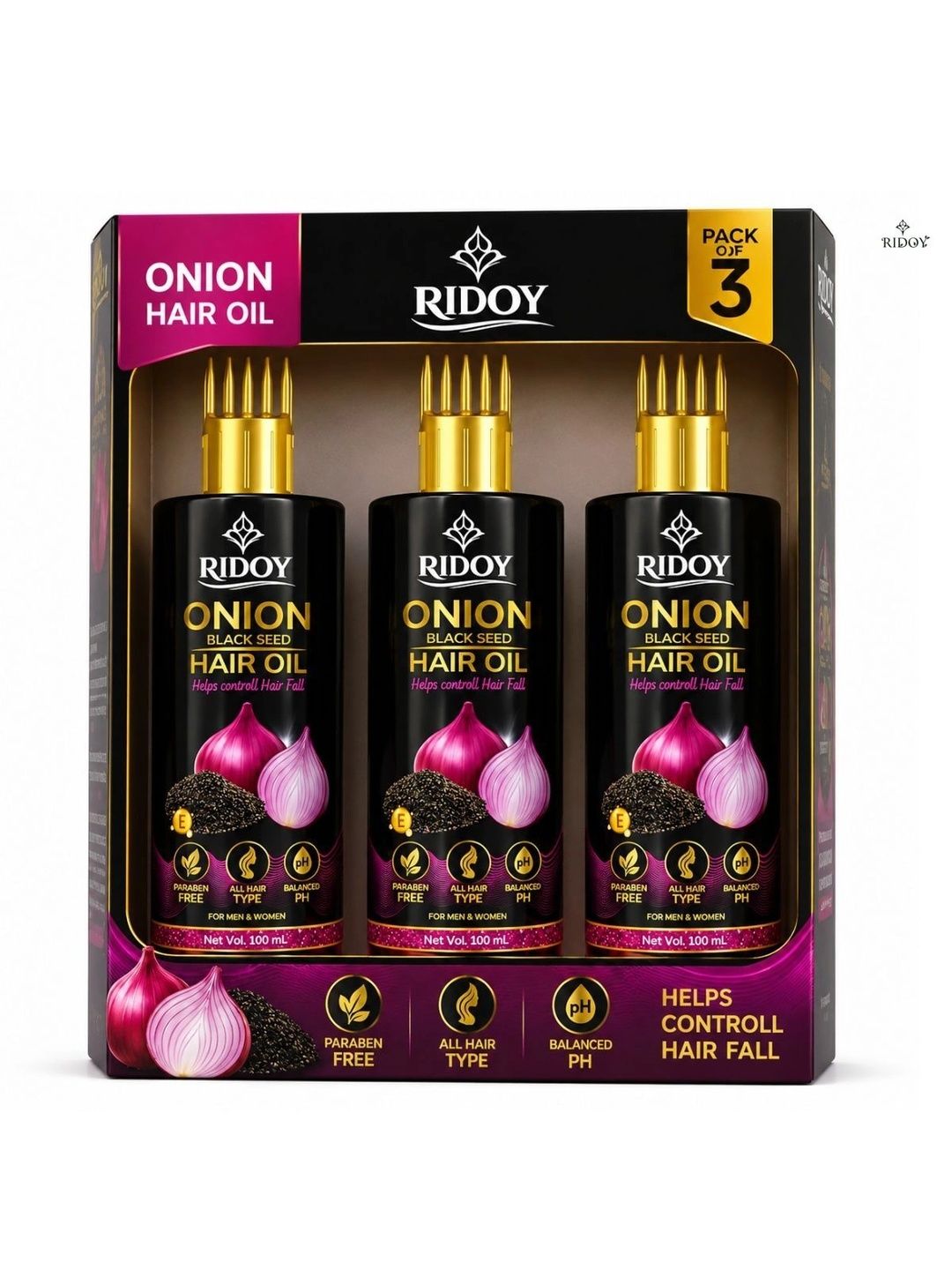 ridoy 3Pc Onion Hair Oil -100ml Each