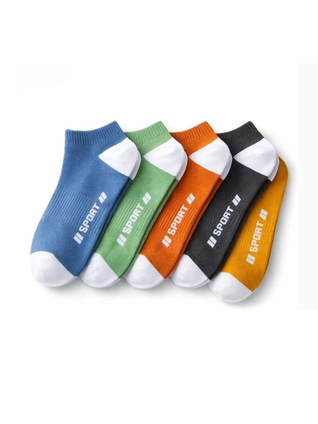 REDCARP Men Pack of 5 Cotton Colourblocked Ankle Length Socks