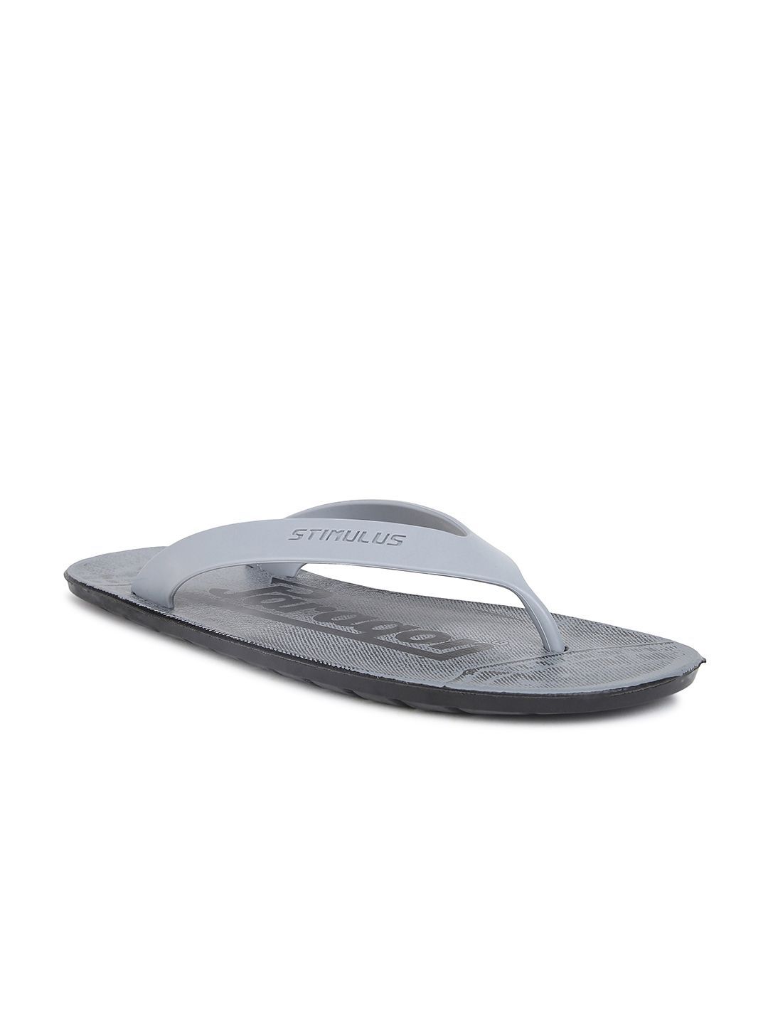 Paragon Men Grey & Black Printed Rubber Thong Flip-Flops