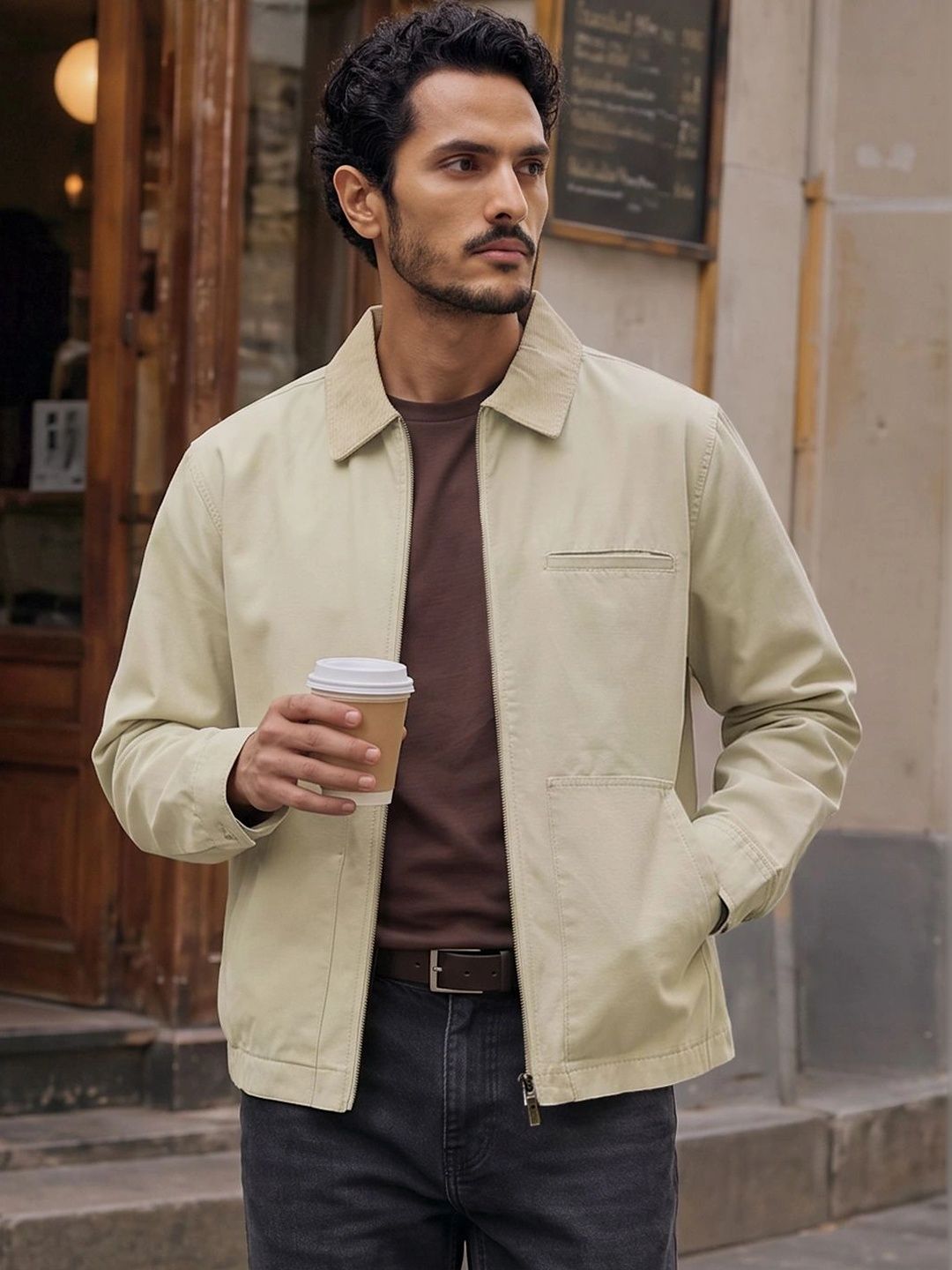 新作 Daydream Dock Work Jacket ベージュ OVY Buy XYXX Men Zip Up Solid Canvas Cotton Boxy Fit Jacket - Jackets