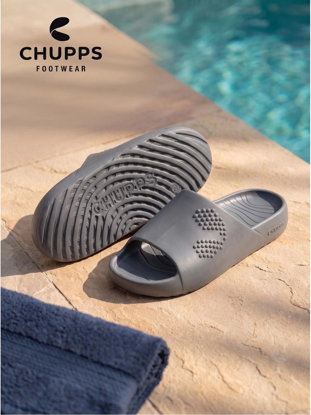 CHUPPS Men Ash Rock Chupster Orthopedic Sliders