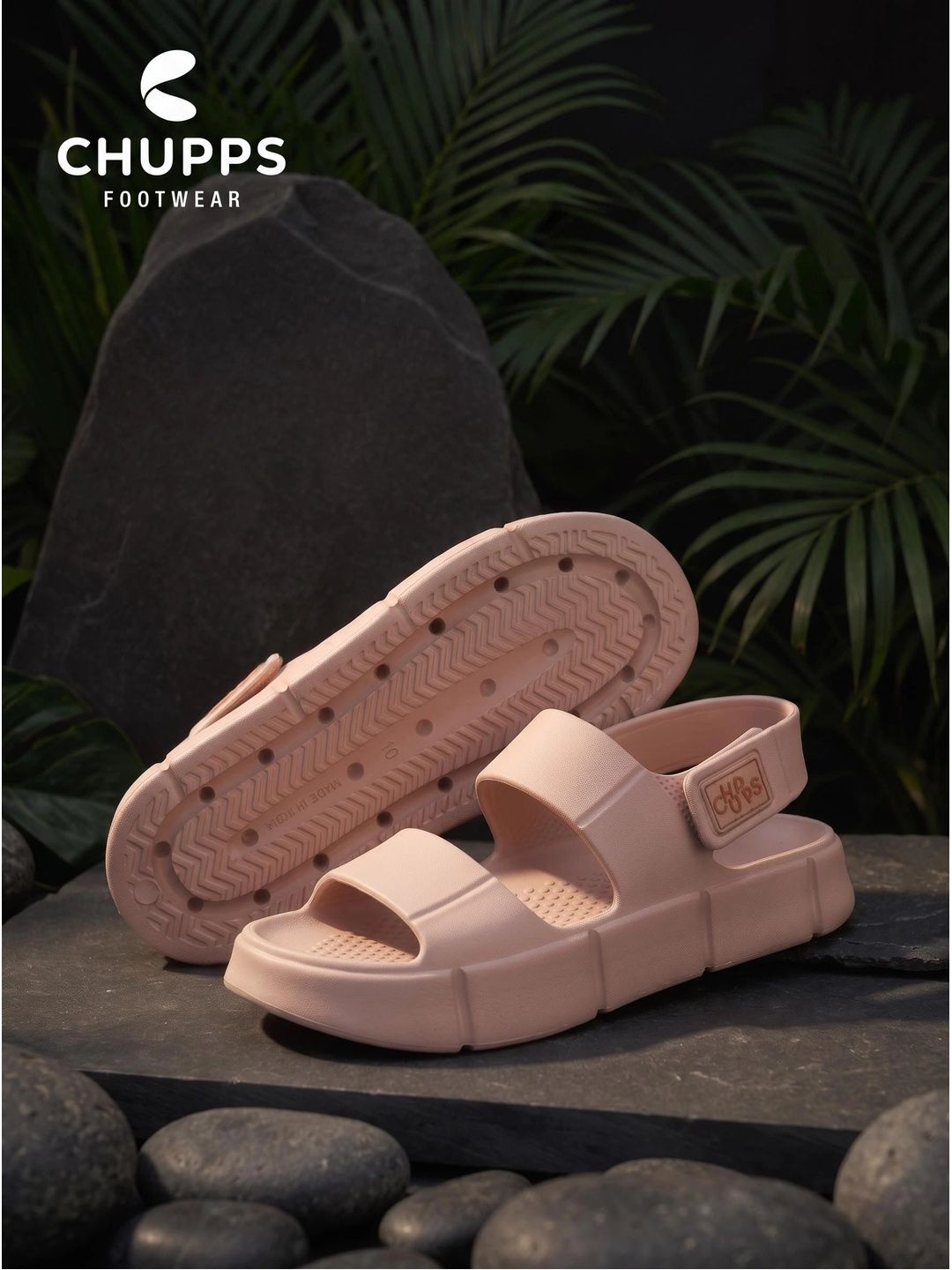 CHUPPS Men Beige Chunky Orthopedic Sliders