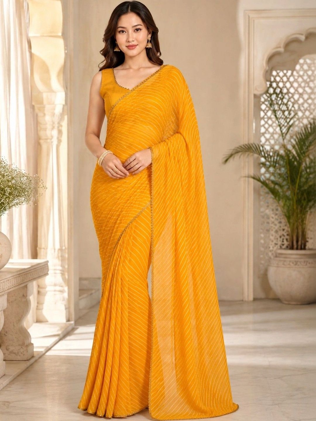 Vervee Couture Leheriya Georgette Saree