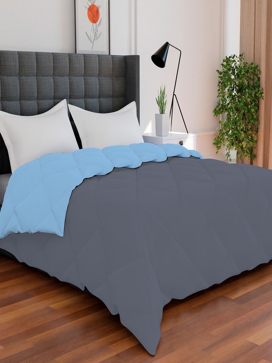 AVI Grey & Blue Mild Winter 250 GSM Single Bed Comforter Price in India