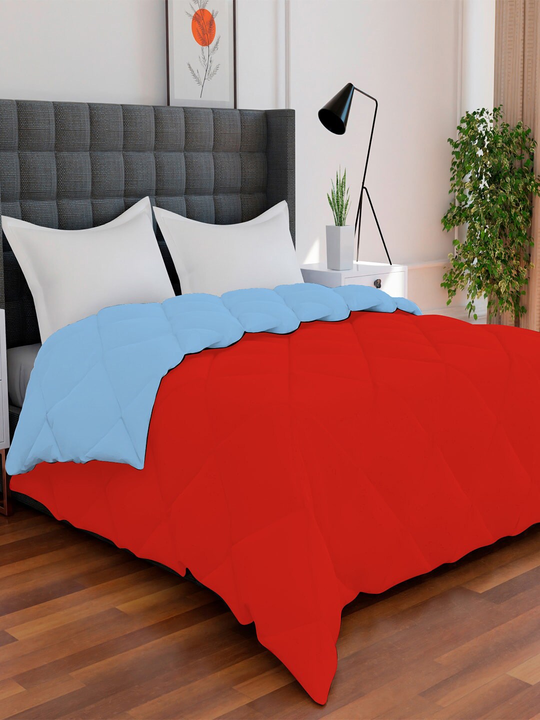 AVI Red & Blue Mild Winter 233 GSM Reversible Single Bed Comforter Price in India
