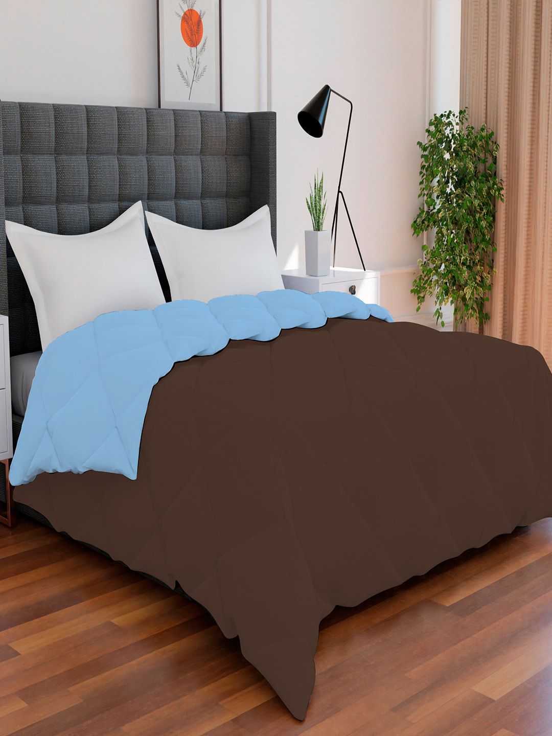 AVI Brown & Blue Mild Winter 250 GSM Double Bed Comforter Price in India
