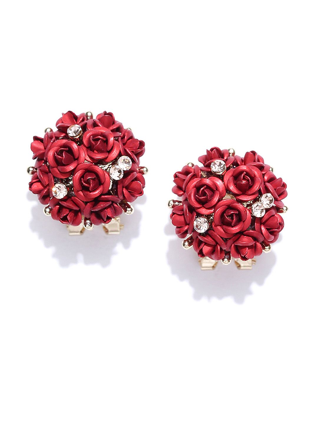 YouBella Red Gold-Plated Floral Studs Price in India