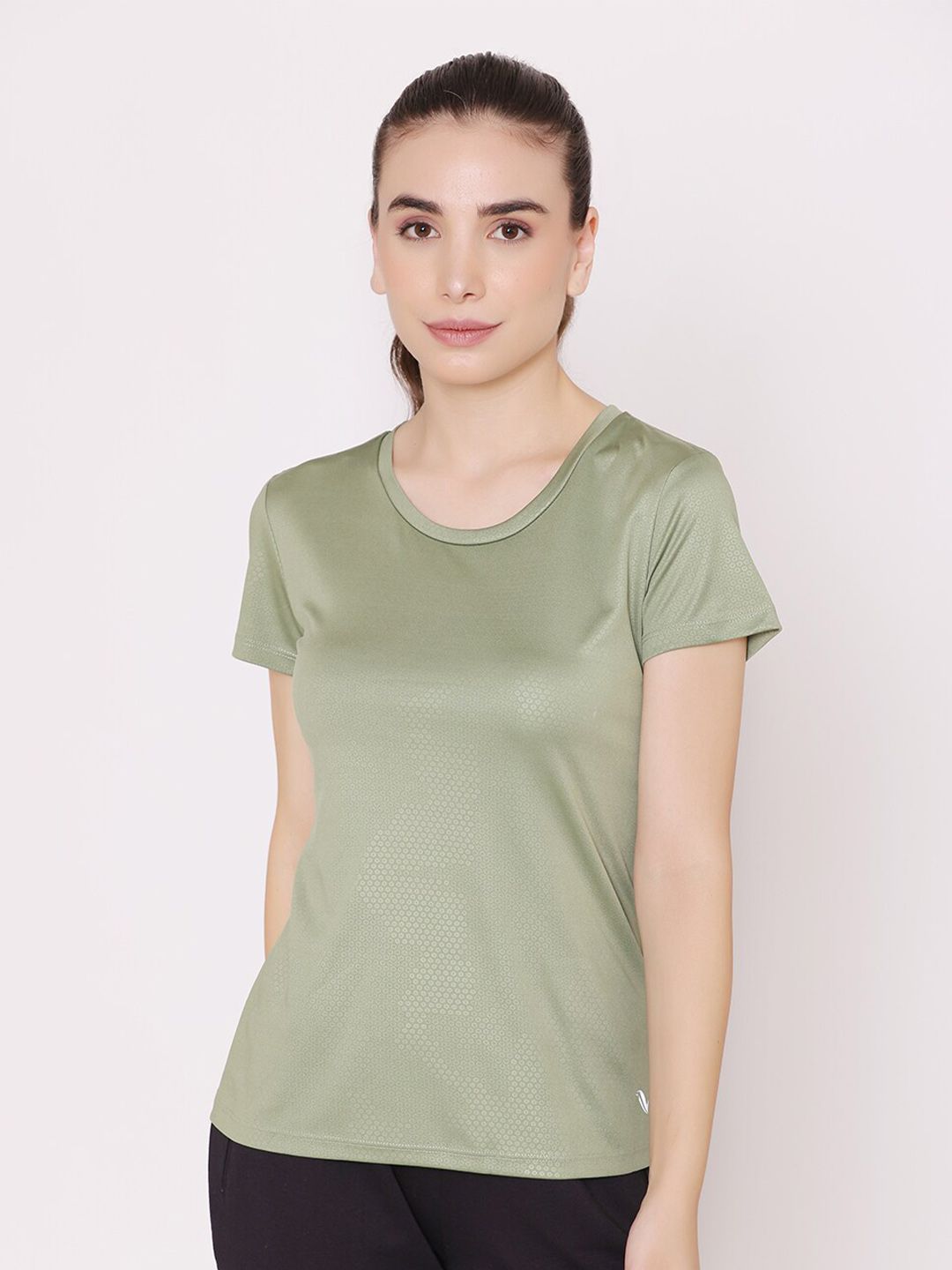 Vami Women Olive Green Gym Wear Sports T-shirt Price in India