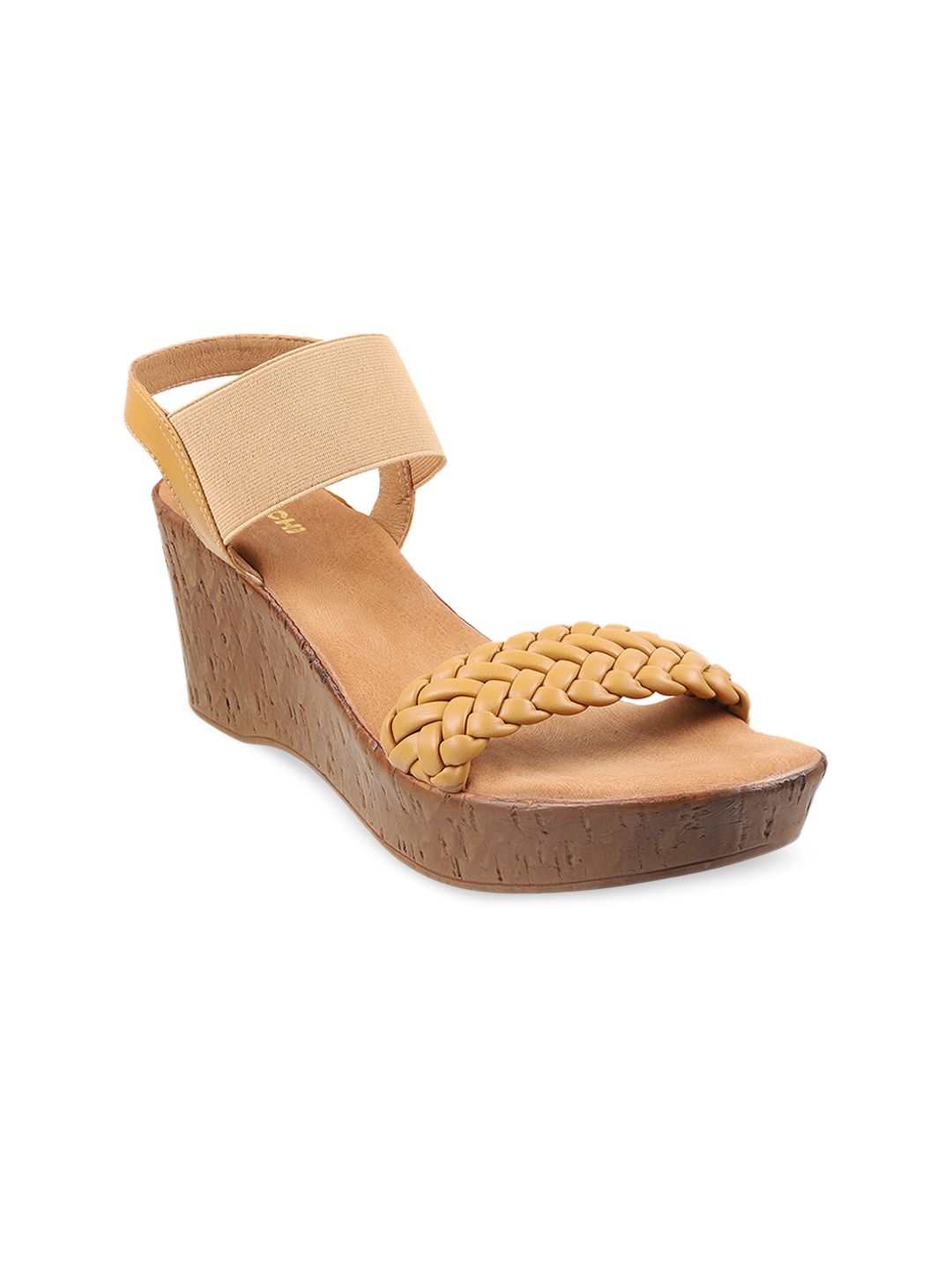 Mochi Women Beige Embellished Wedge Sandals