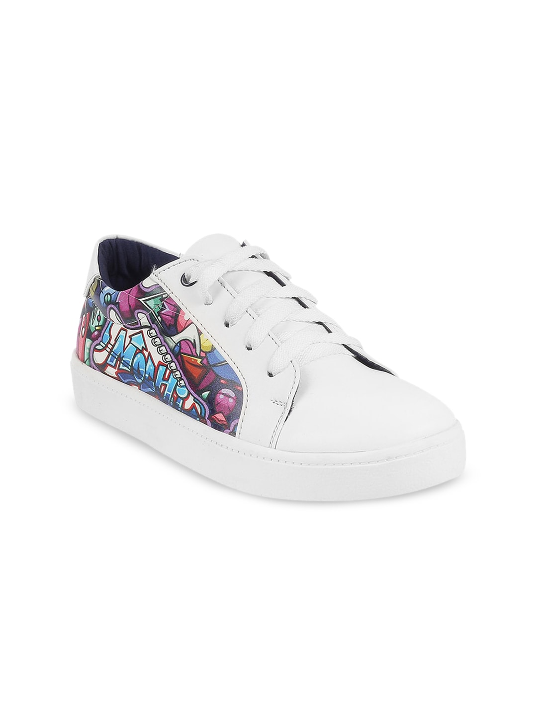 Mochi Women White Printed Sneakers Price in India
