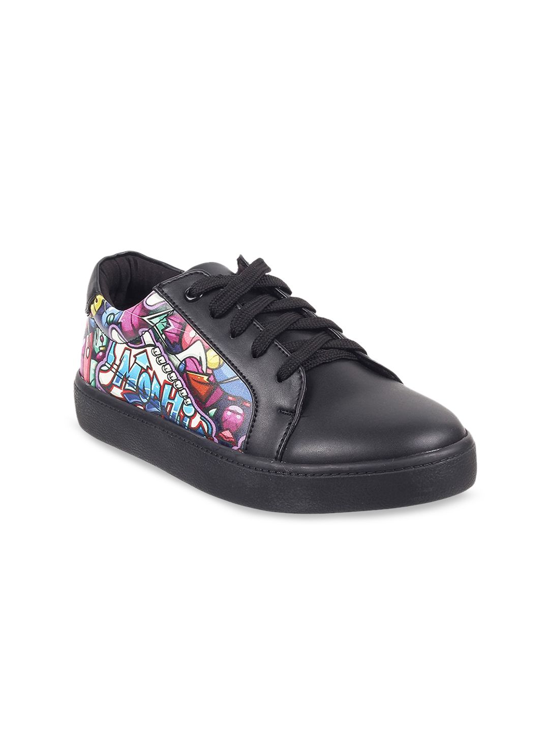 Mochi Women Black Printed Sneakers Price in India