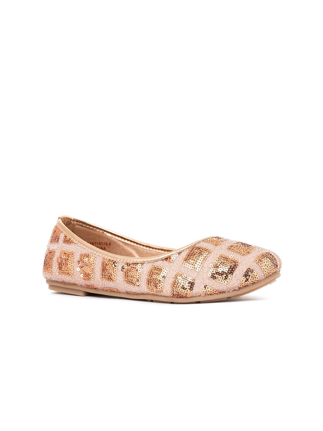 Khadims Women Rose Gold Embellished Ballerinas Flats