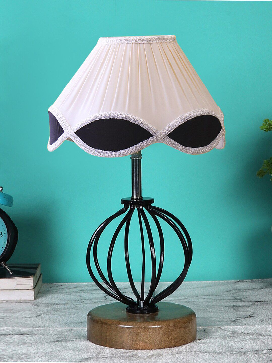 Devansh White & Black Textured Table Lamps Price in India