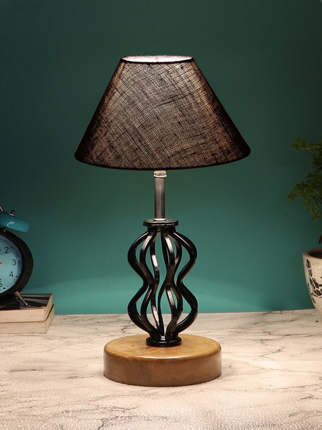 Devansh Blue Solid Table Lamp With Shade Price in India
