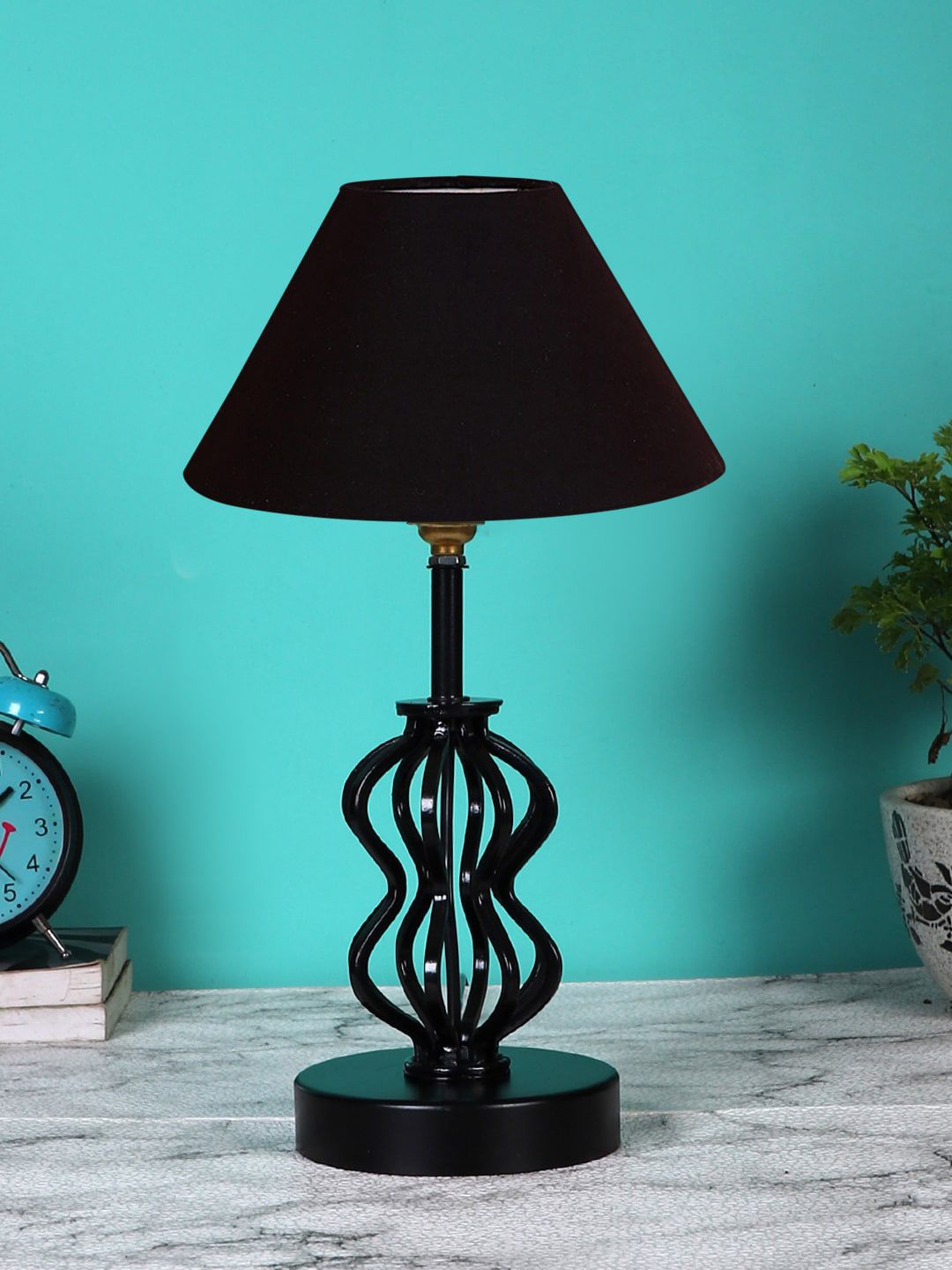 Devansh Black Solid Metal Table Lamps Price in India
