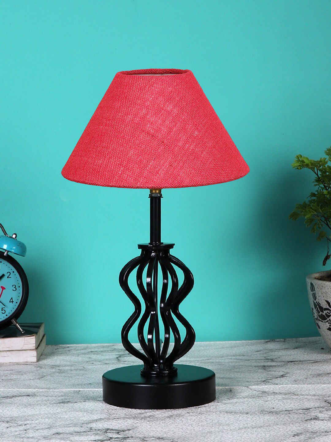 Devansh Pink Solid Jute Table Lamp Price in India