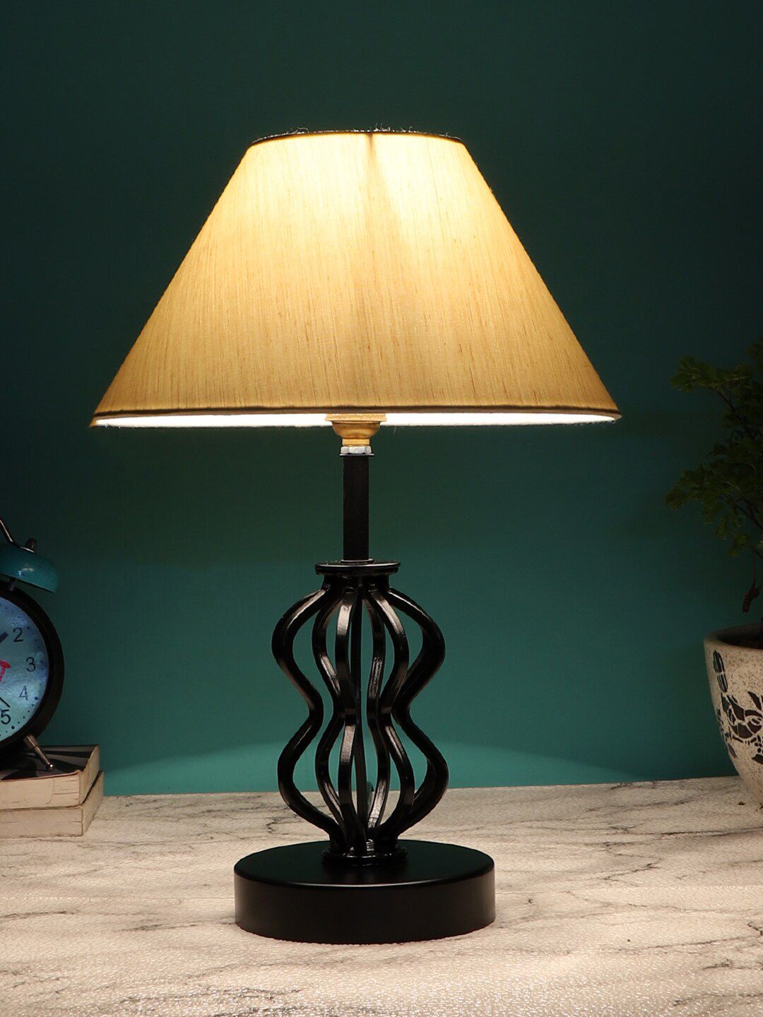 Devansh Off White Solid Metal  Table Lamps Price in India