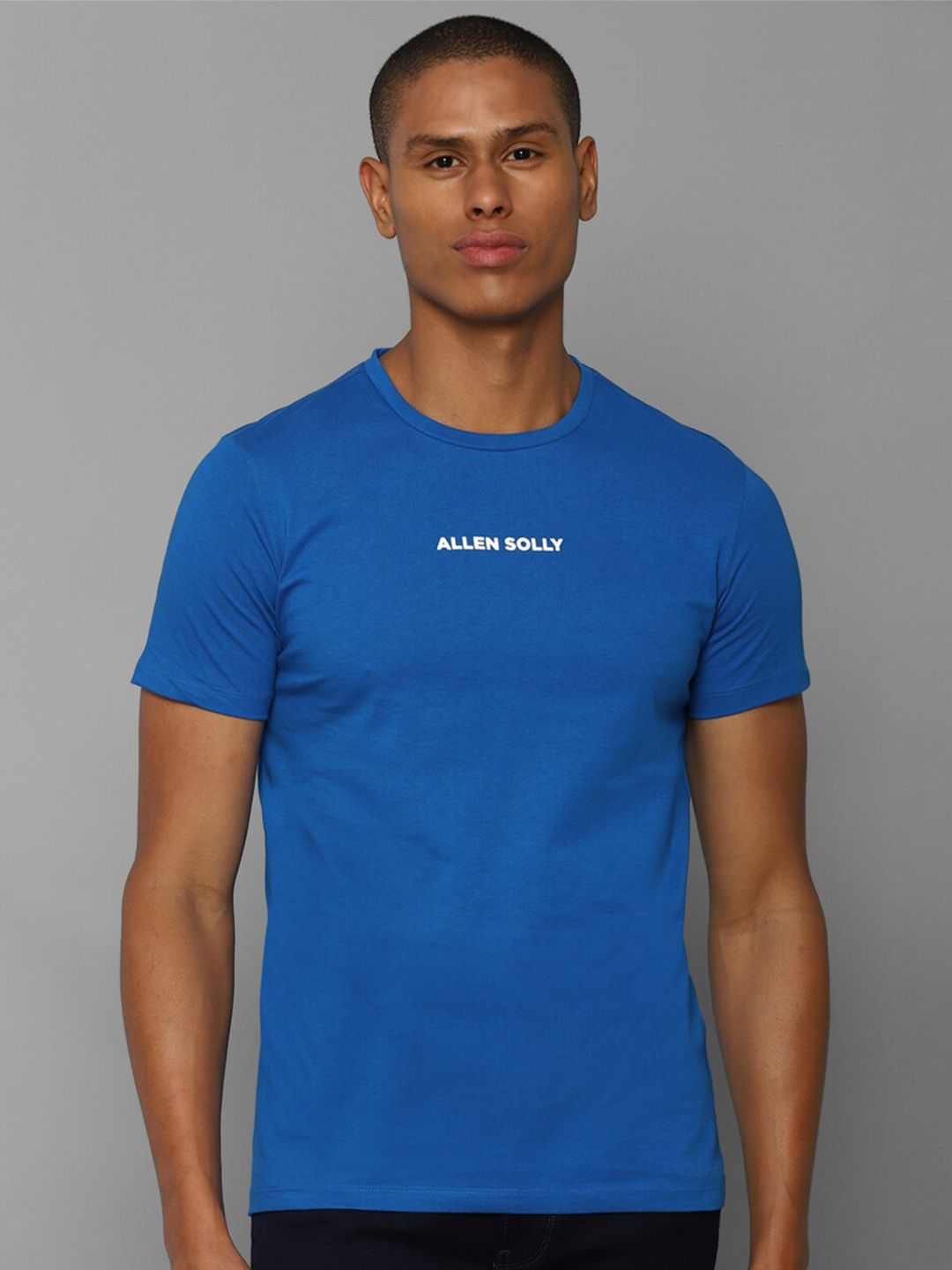 Allen Solly Men Blue Typography Printed Slim Fit T-shirt