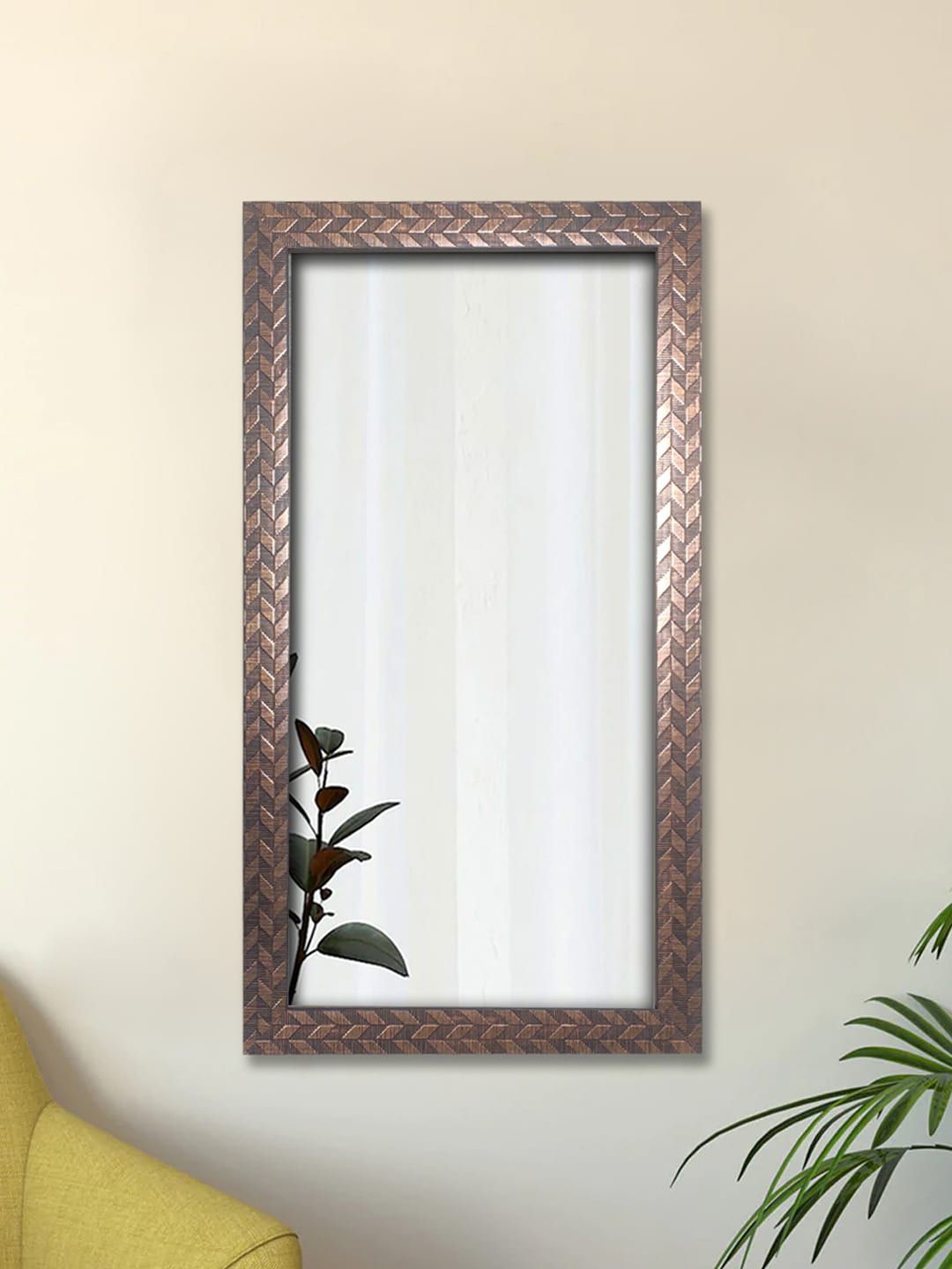 Art Street Brown Textured Wall Mirror Price in India