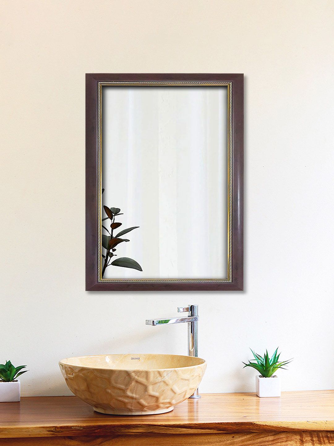 Art Street Brown Solid Rectangle Mirrors Price in India