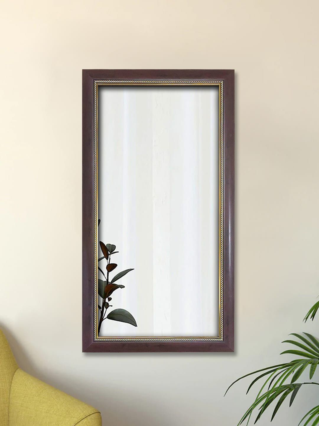 Art Street Brown Solid Wooden Wall Mirror Price in India