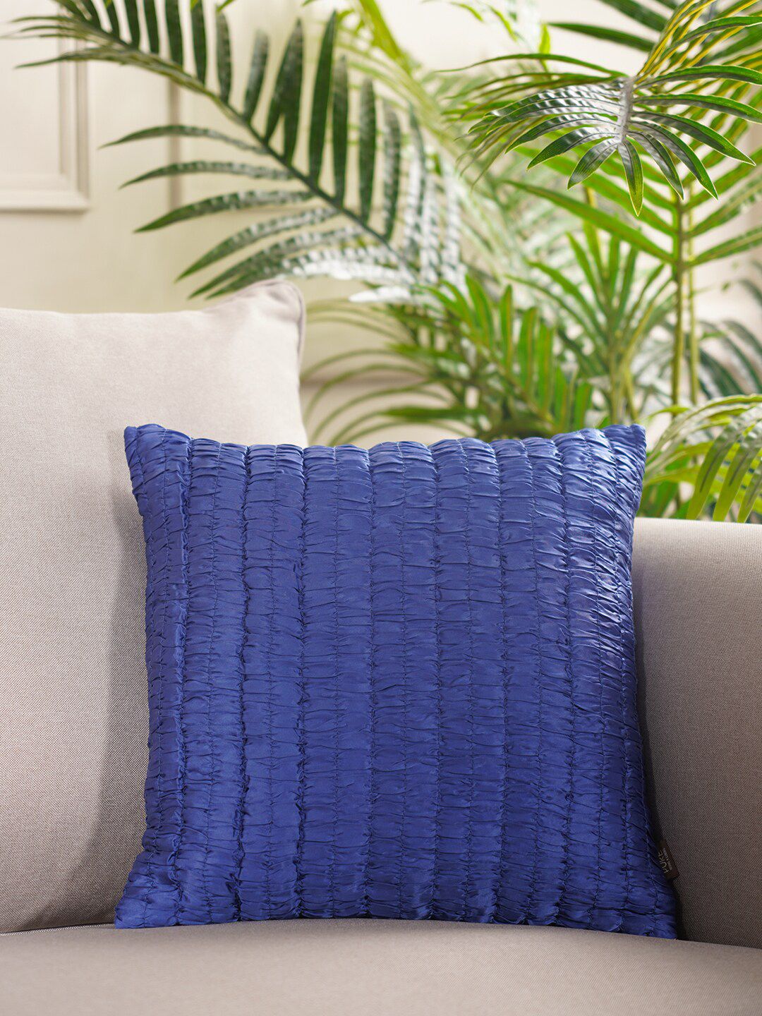 Pure Home and Living Blue Geometric Square Cushion Cover Price in India