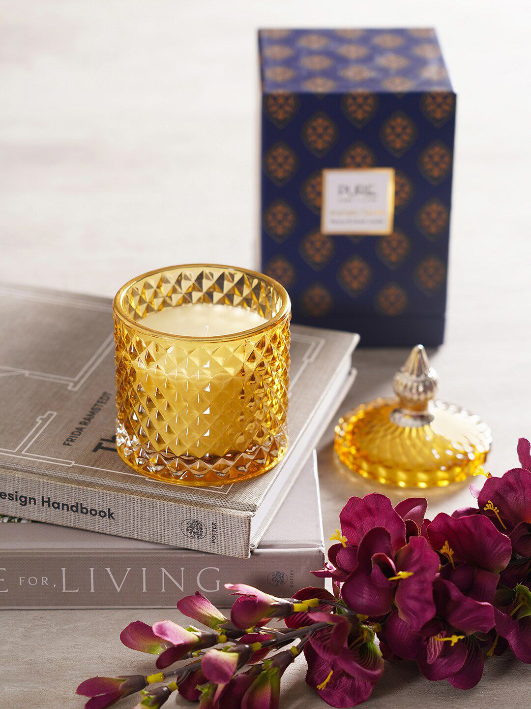 Pure Home and Living Yellow Aromatic Candle- Peony & Blush Suede Price in India