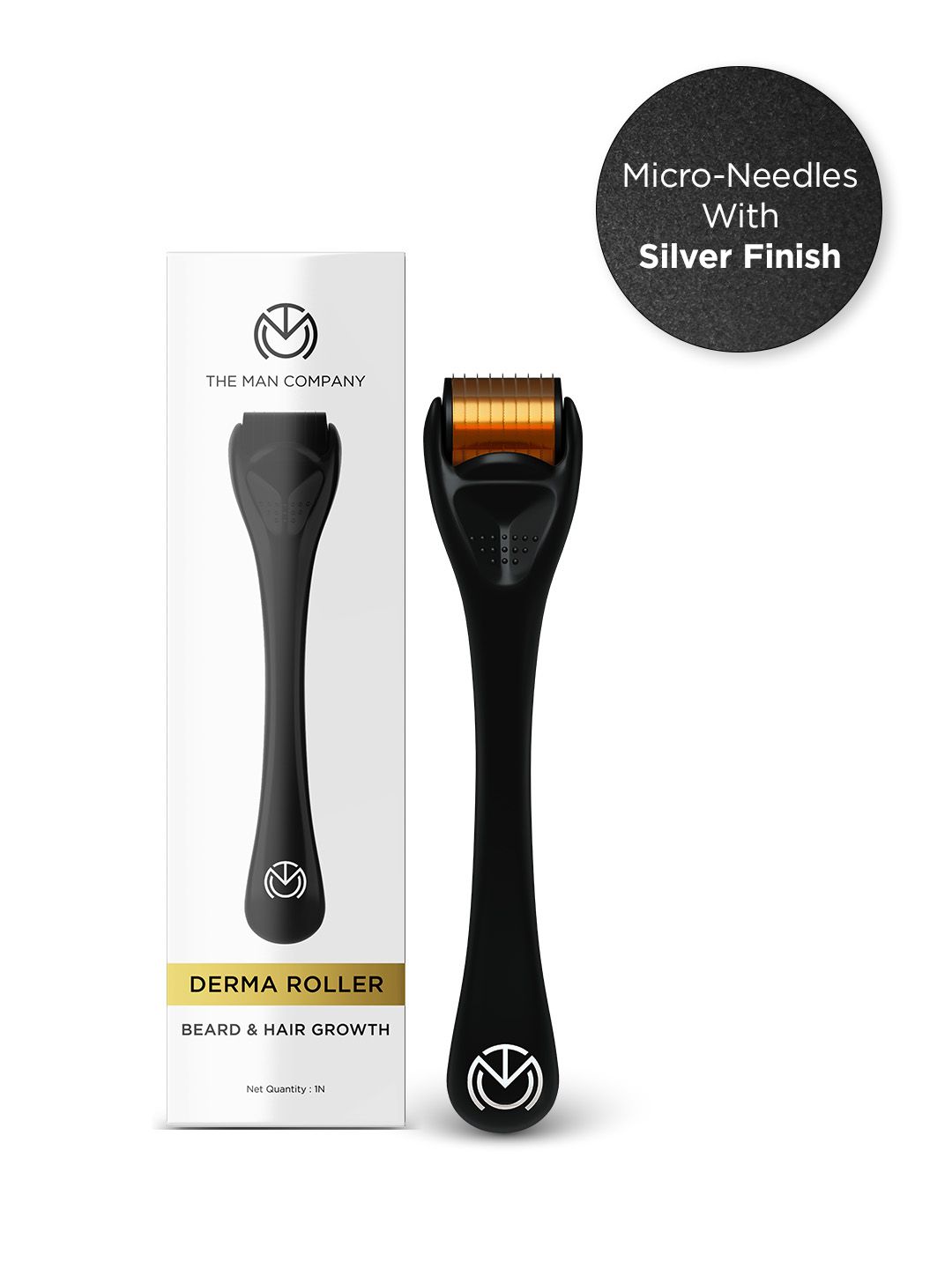 THE MAN COMPANY Men 540 Micro-Needles 0.5 mm Derma Roller For Beard & Hair Growth- Black