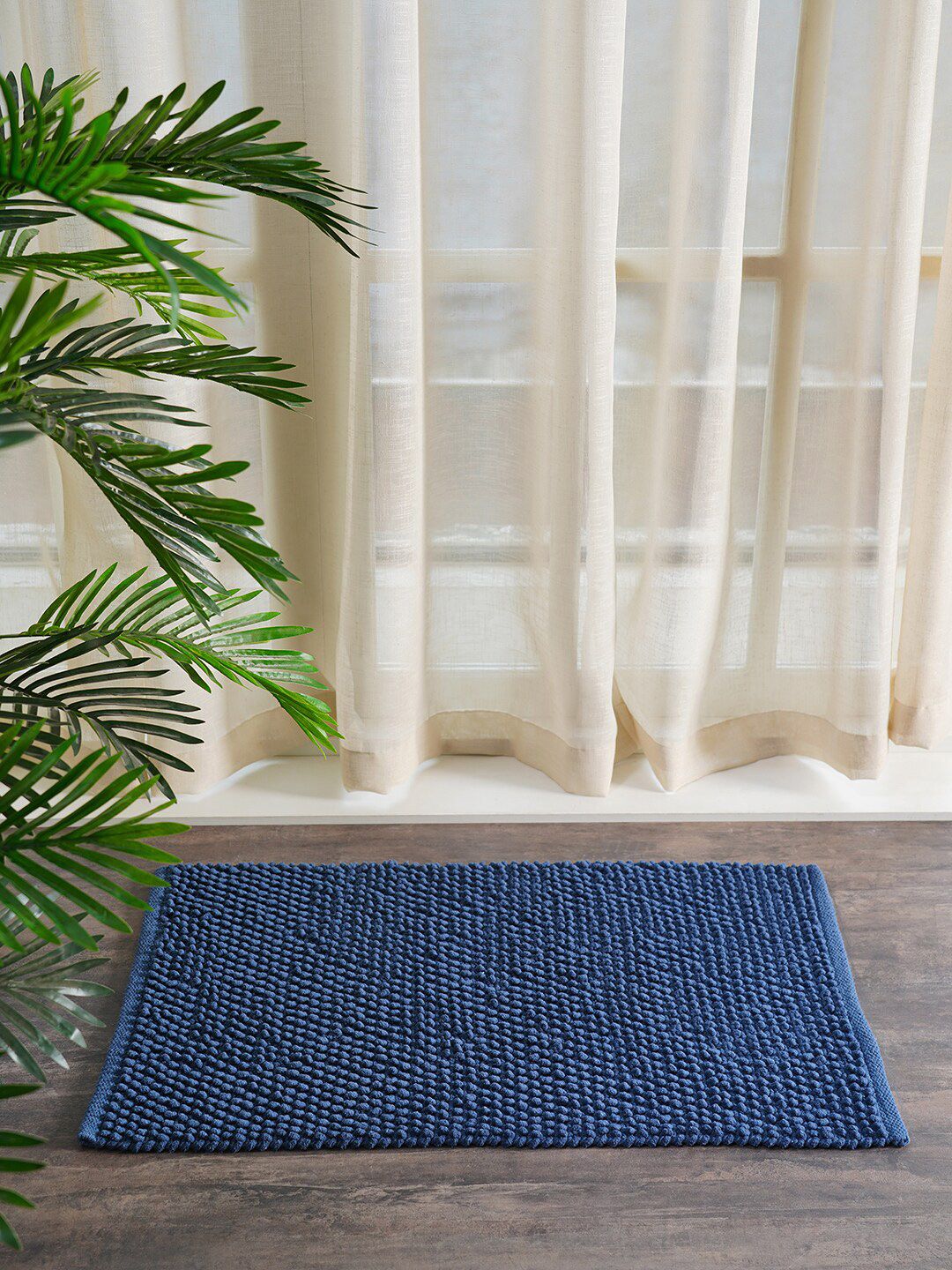 Pure Home and Living Blue Textured Bath Rugs Price in India