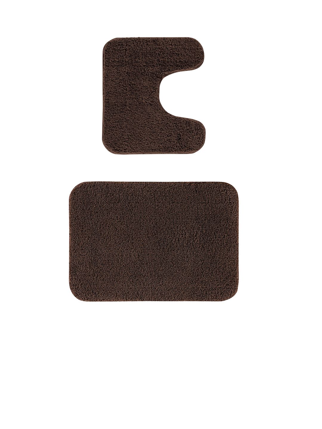 OBSESSIONS Set Of 2 Brown Solid 1400 GSM Anti Skid Bath Rugs Price in India