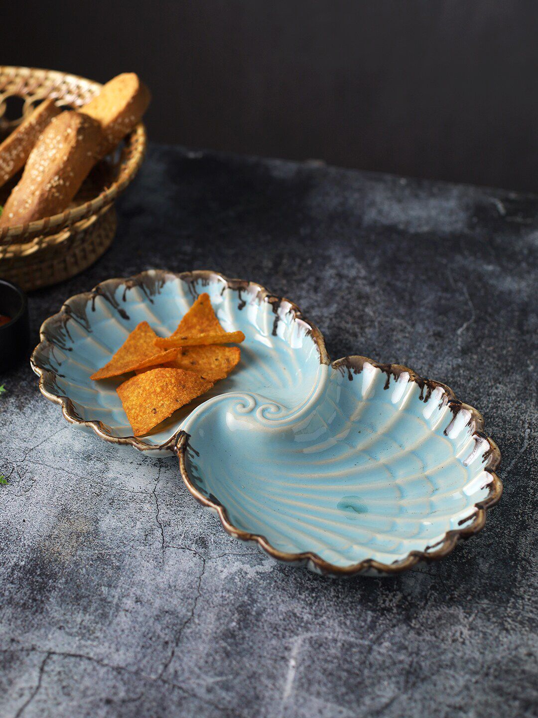 Aapno Rajasthan Blue Ceramic Serving Platter Price in India