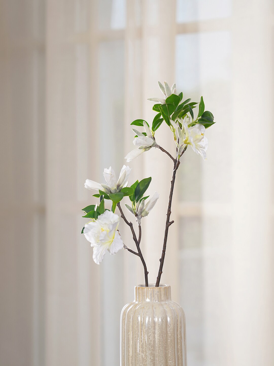 Pure Home and Living Cream Peach Blossom Artificial Flowers Price in India
