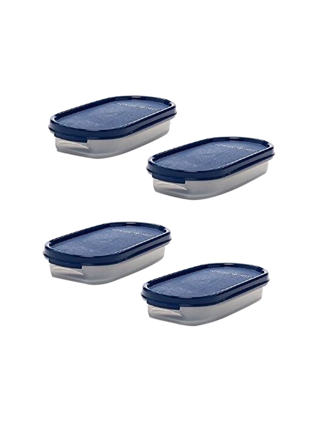 SignoraWare Set of 4 Blue & Transparent Solid  Oval Food Containers Price in India