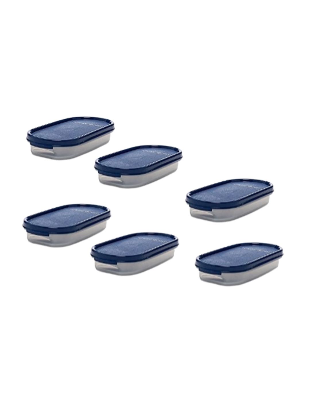 SignoraWare Set of 6 Blue & Transparent Solid Oval Food Containers Price in India
