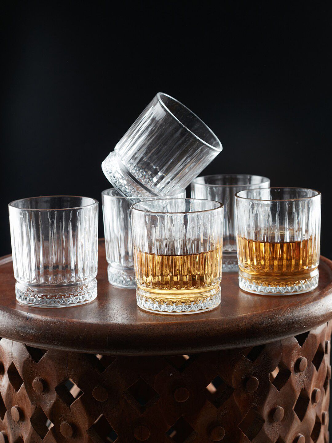 HomeTown Set of 6 Transparent Dubai Whisky Glass Price in India