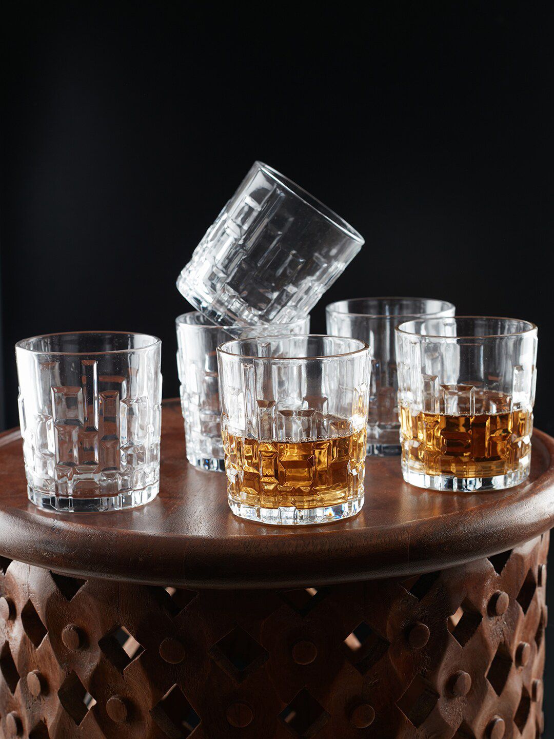 HomeTown Set of 6 Transparent Cairo Whisky Glass Price in India