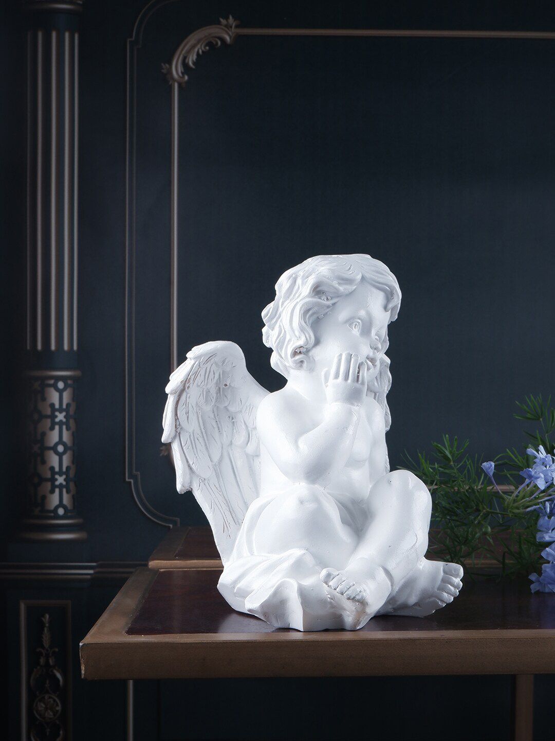 THE WHITE INK DECOR White Premium Cupid Figurine Showpiece Price in India