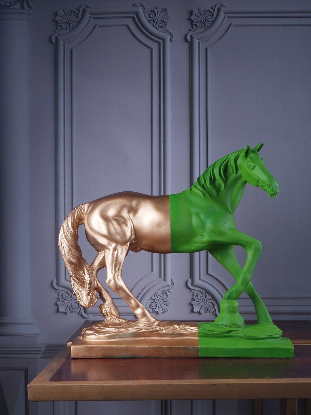 THE WHITE INK DECOR Green Premium Horse Figurine Showpiece Price in India