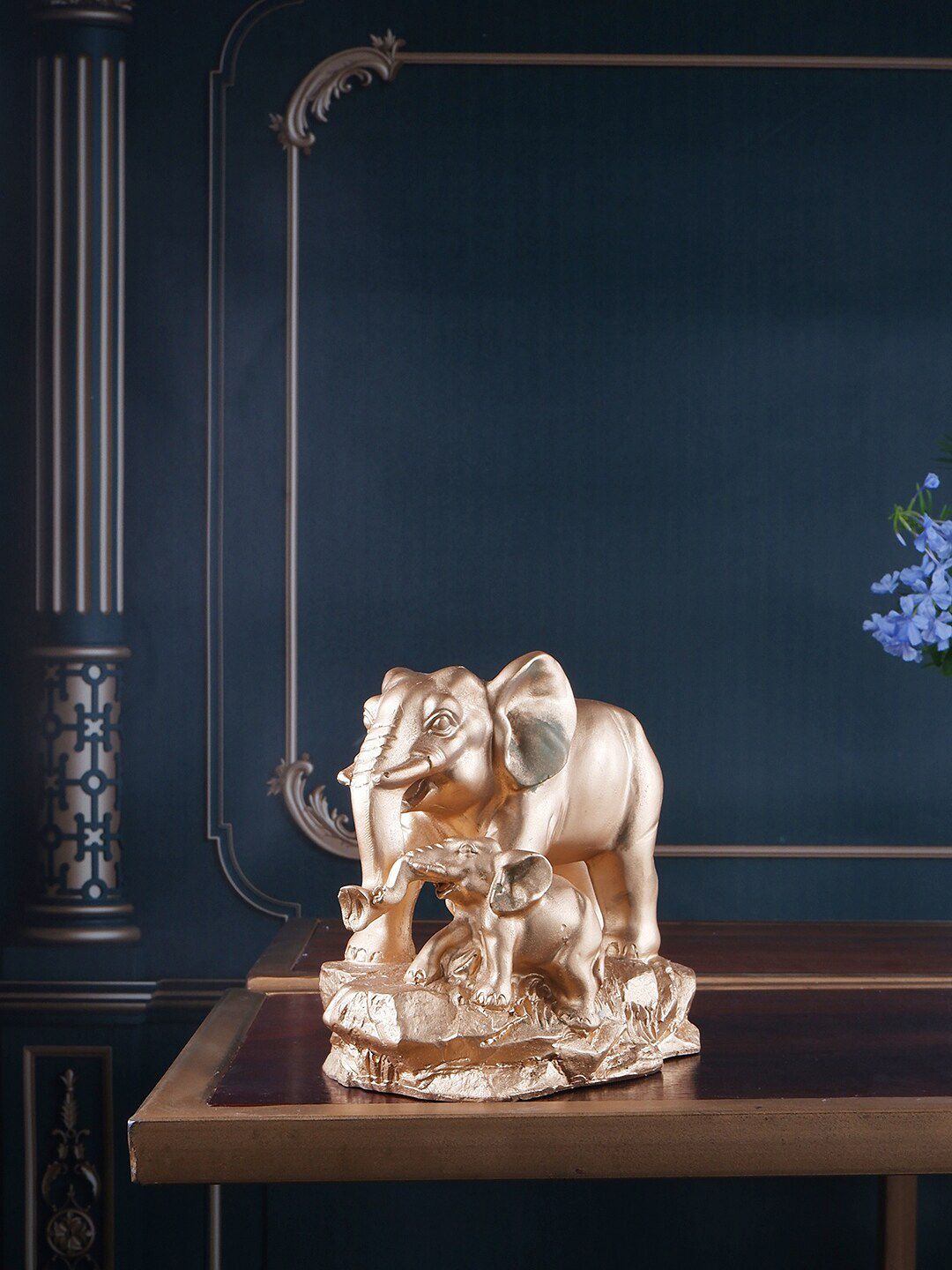 THE WHITE INK DECOR Gold-Coloured Elephant Figurine Showpieces Price in India