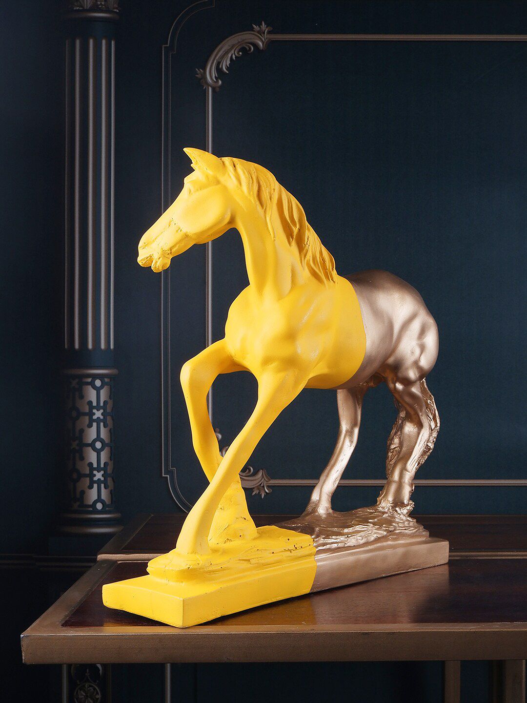 THE WHITE INK DECOR Yellow Premium Horse Figurine Showpieces Price in India