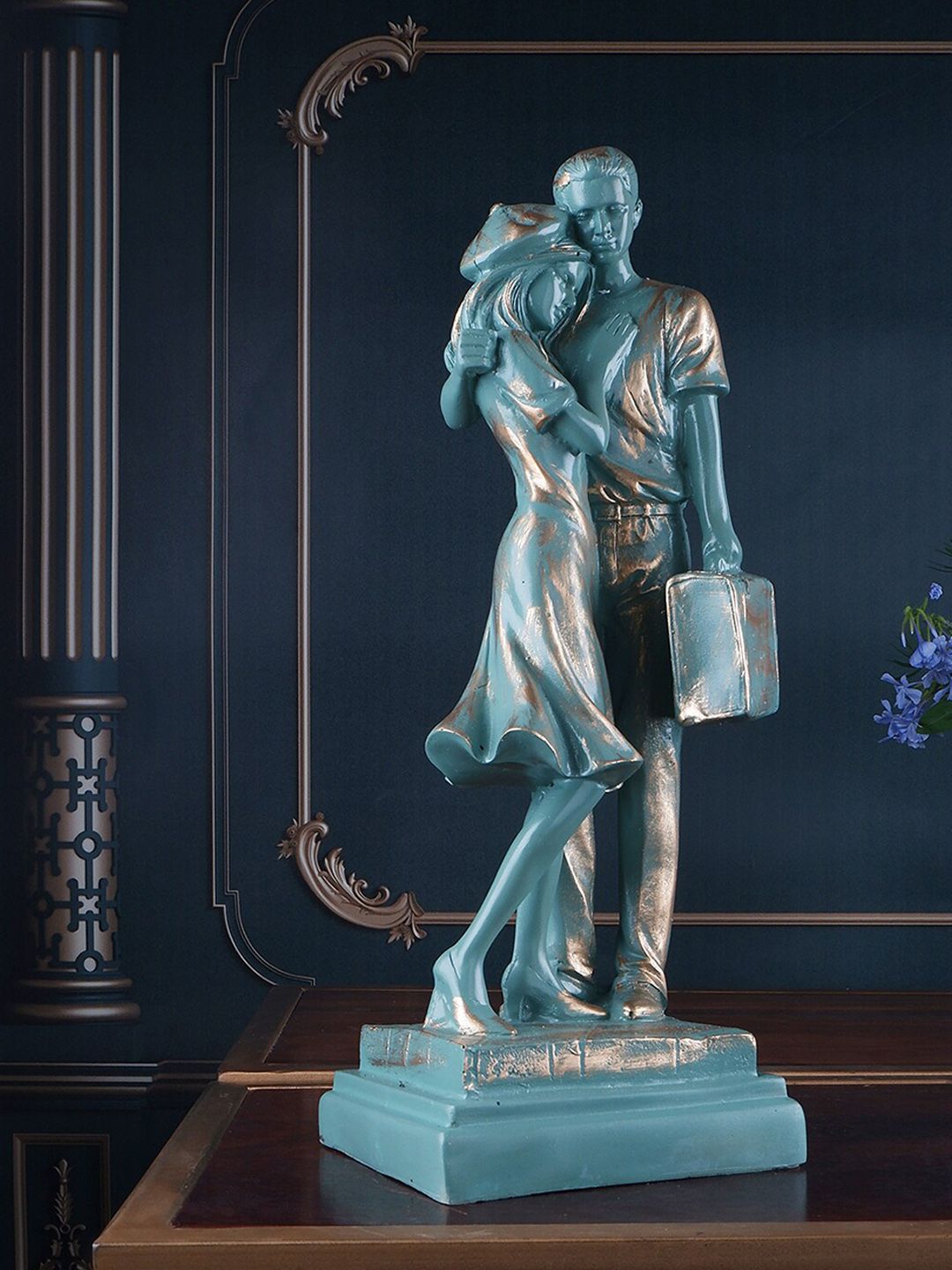 THE WHITE INK DECOR Blue Couple Figurine Showpiece Price in India