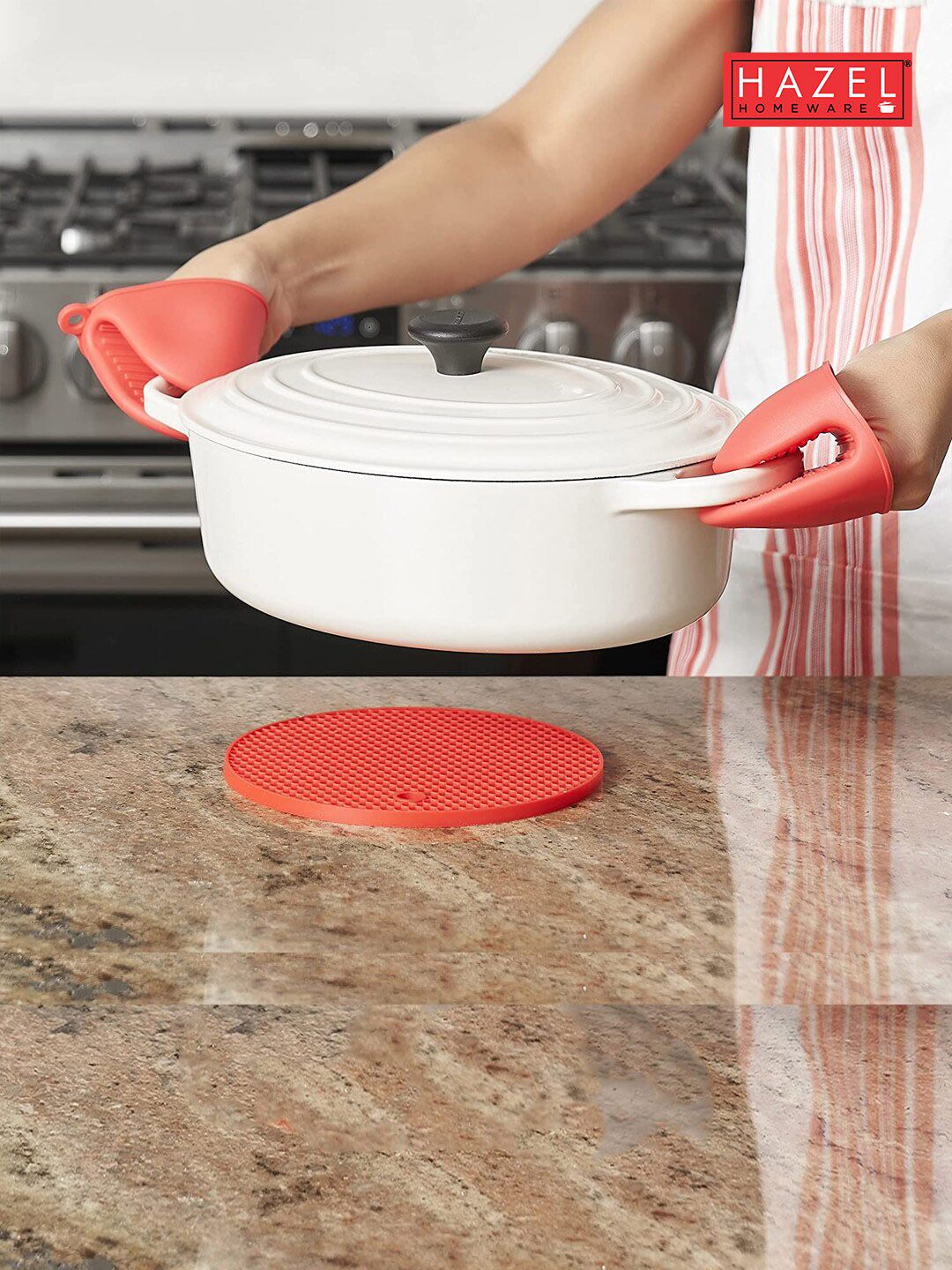 HAZEL Red & Blue Silicone Heat Resistant Trivet Price in India
