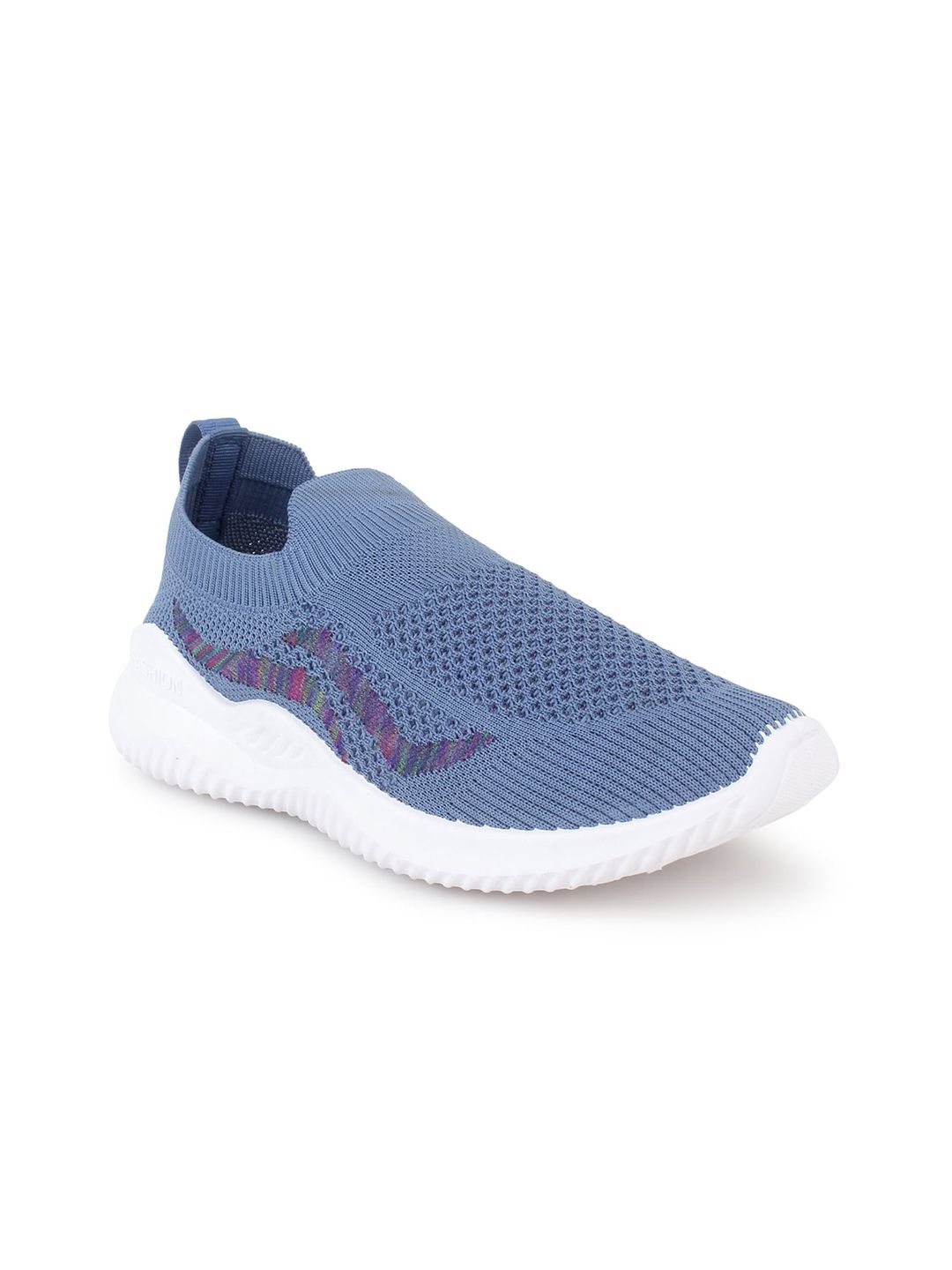 Champs Women Blue Woven Design Lightweight Slip-On Sneakers Price in India