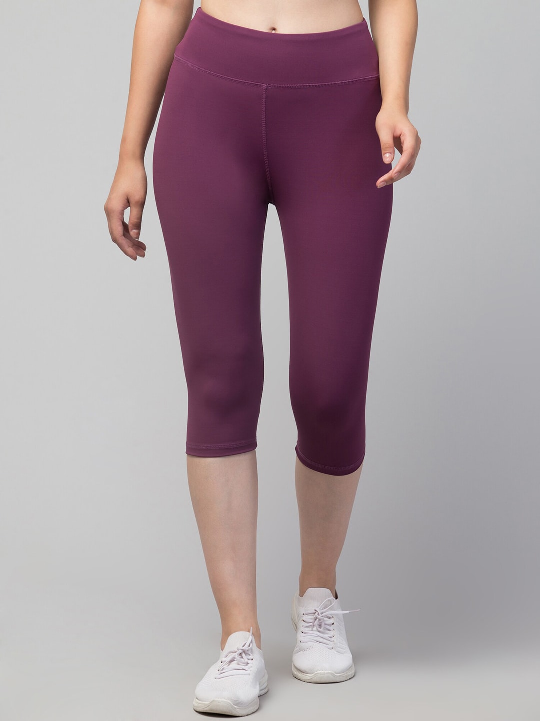 Apraa & Parma Women Purple Solid Dry Fit Yoga Capri Tights Price in India