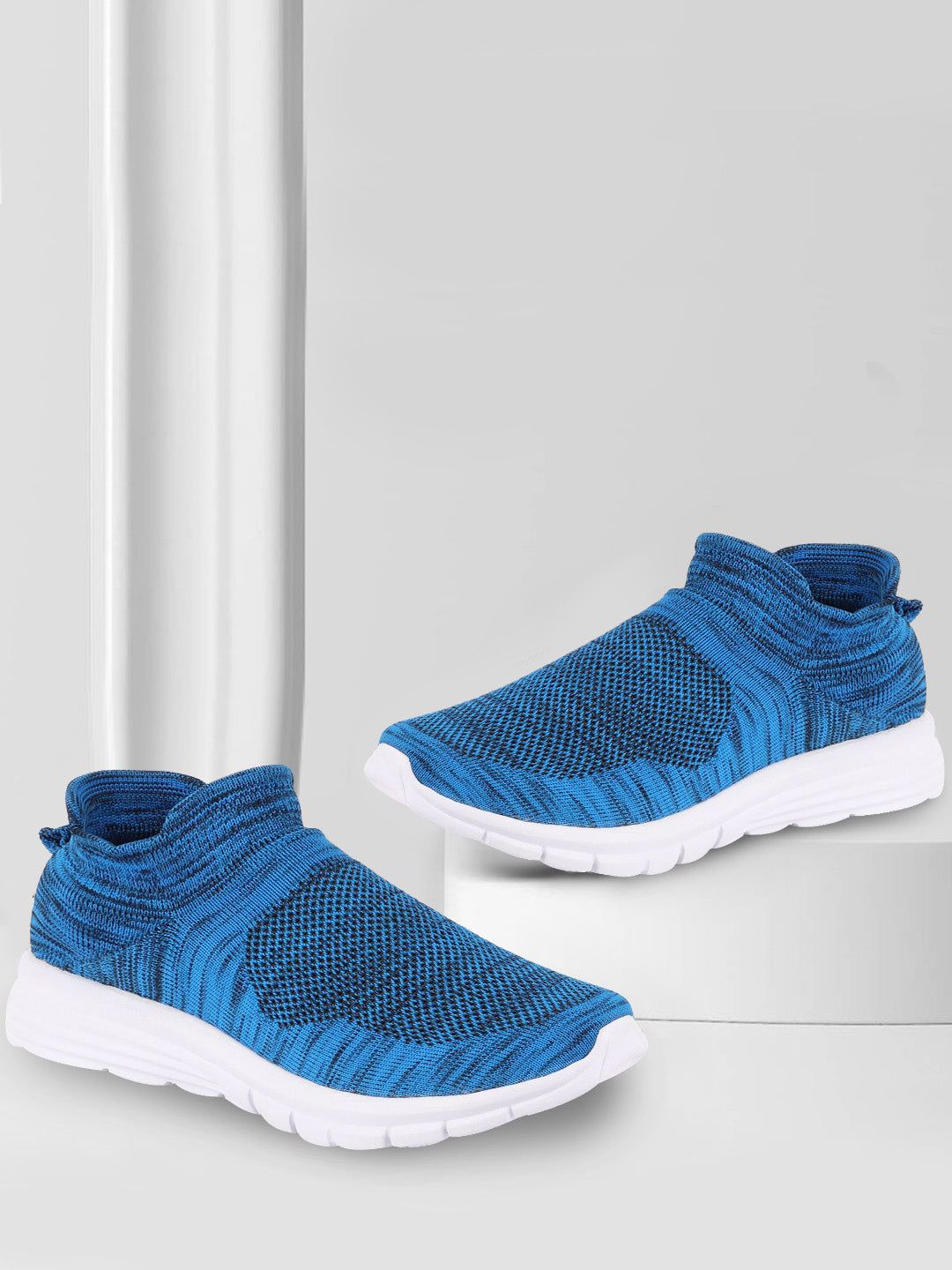 FAUSTO Men Blue Mesh Walking Non-Marking Shoes