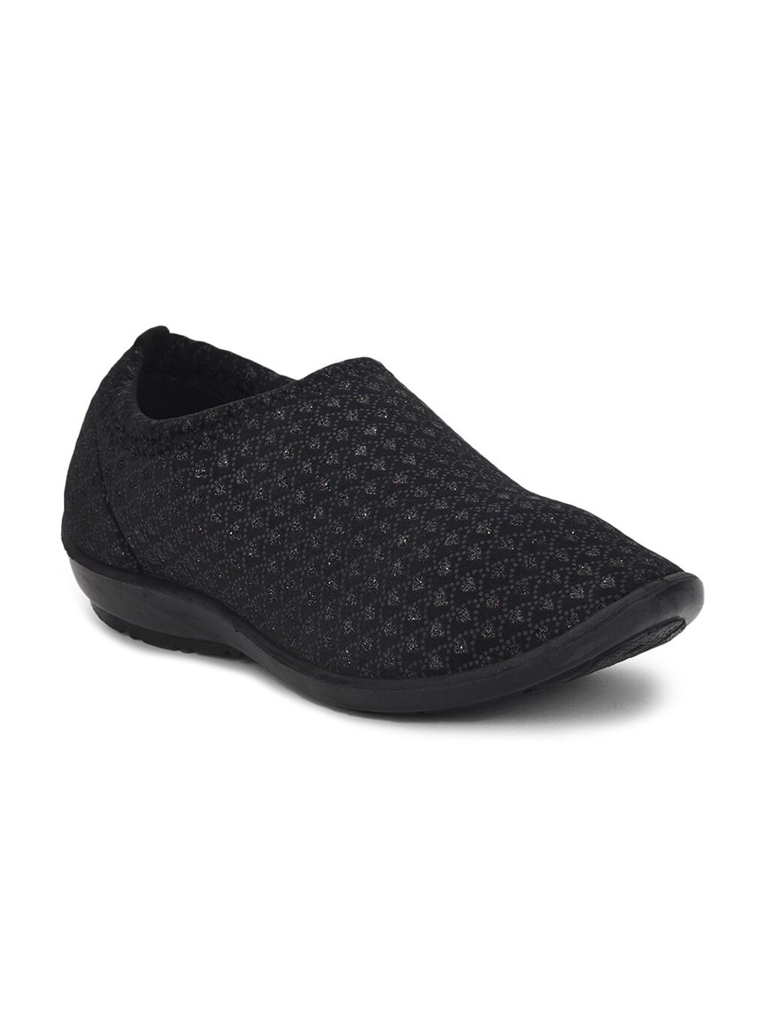 Liberty Women Black Woven Design Slip-On Sneakers Price in India