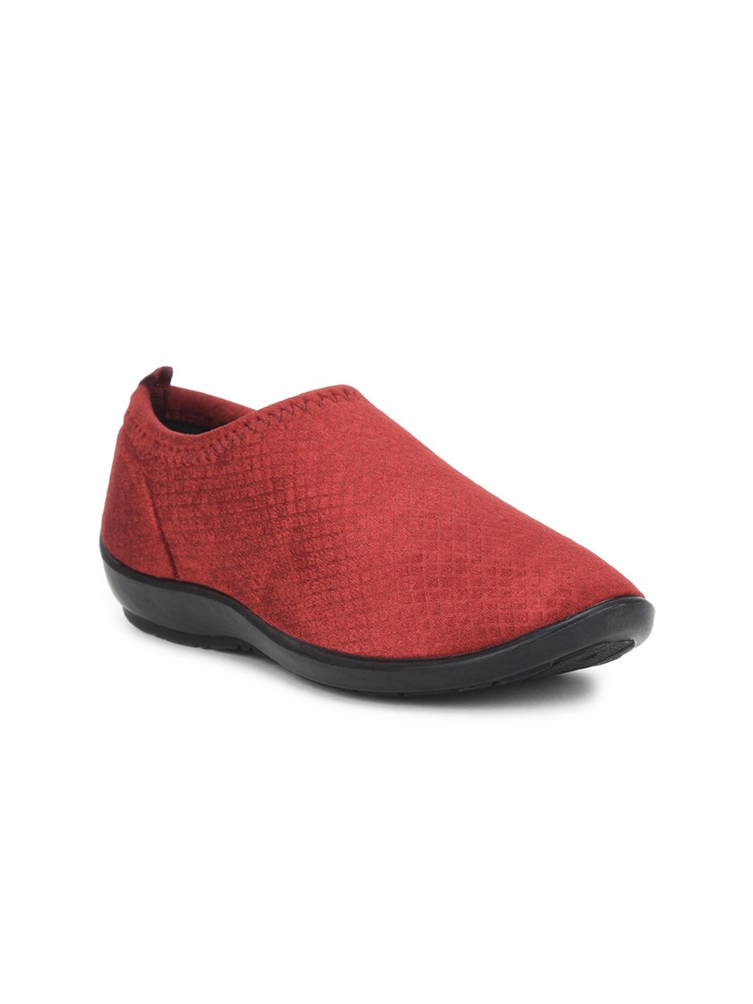 Liberty Women Red Woven Design Lightweight Slip-On Sneakers Price in India