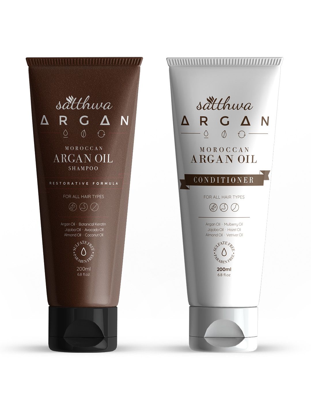 Satthwa Set Of 2 Yellow Argan Oil Shampoo & Conditioner